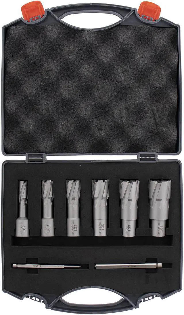Alt view image 2 of 7 - Steel Dragon Tools® 7pc. Tungsten Carbide Tipped Annular Cutter Kit 1-3/8" Depth and 9/16 in. to 1-3/8 in.