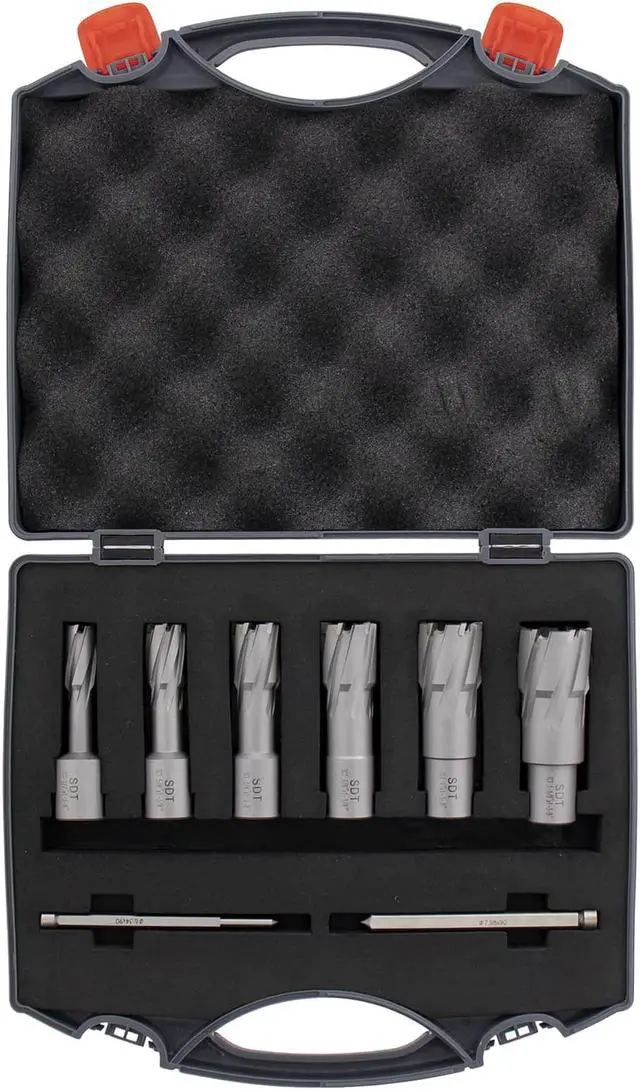 Alt view image 2 of 7 - Steel Dragon Tools® 7pc. Tungsten Carbide Tipped Annular Cutter Kit 1-3/8" Depth and 1/2 in. to 1-1/8 in.