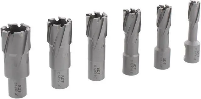 Alt view image 3 of 7 - Steel Dragon Tools® 7pc. Tungsten Carbide Tipped Annular Cutter Kit 1-3/8" Depth and 9/16 in. to 1-3/8 in.