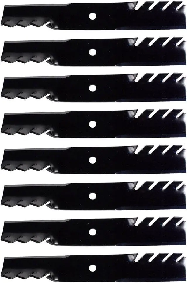 Main image of 8 USA Mower Blades MB061BP Toothed Medium Lift for 00273000 04919100 04920600 05244100 Toro 103-2507 Length 16-1/4 in. Width 2-1/2 in. Thickness .204 in. Center Hole 5/8 in. 32 in. 48 in. Deck