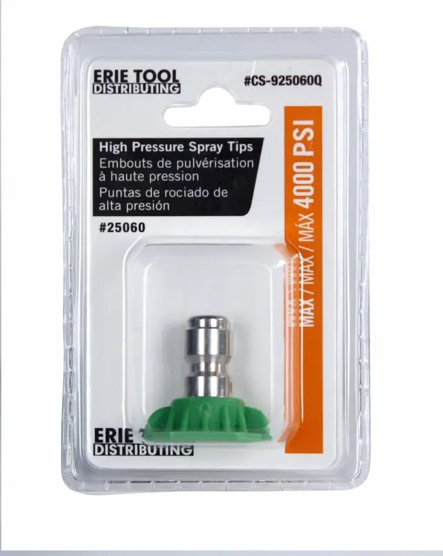 Alt view image 3 of 5 - Erie Tools 3.5 Stainless Steel Orifice 25 Degree 1/4in. Quick Connect 4000 PSI High Pressure Washer Spray Nozzle Tip