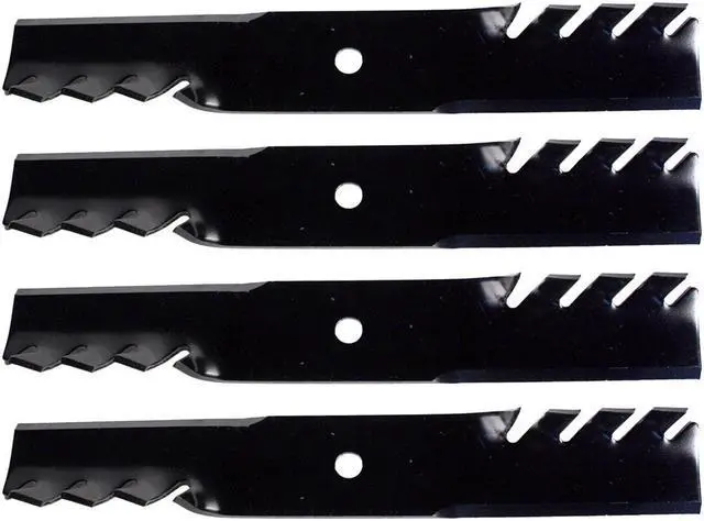 Main image of 4 USA Mower Blades MB061BP Toothed Medium Lift for Ariens 00273000 04919100 04920600 05244100 Toro 103-2507 Length 16-1/4 in. Width 2-1/2 in. Thickness .204 in. Center Hole 5/8 in. 32 in. 48 in. Deck