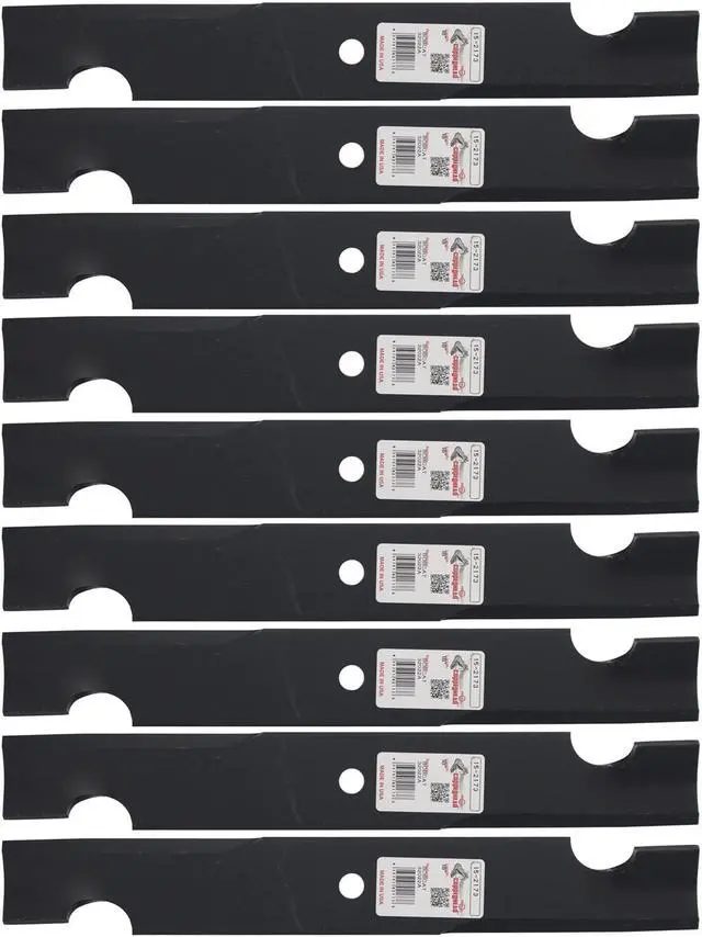 Main image of 9 Rotary® 2173 Mower Blades for Bad Boy® 038-5202-00 Bobcat® 32022A  1633482 Snapper® 1988564 Toro® 103-2528 Length 18 Width 2-1/2 Thickness .240 Center Hole 5/8 Fits 36 52" and 54" Decks
