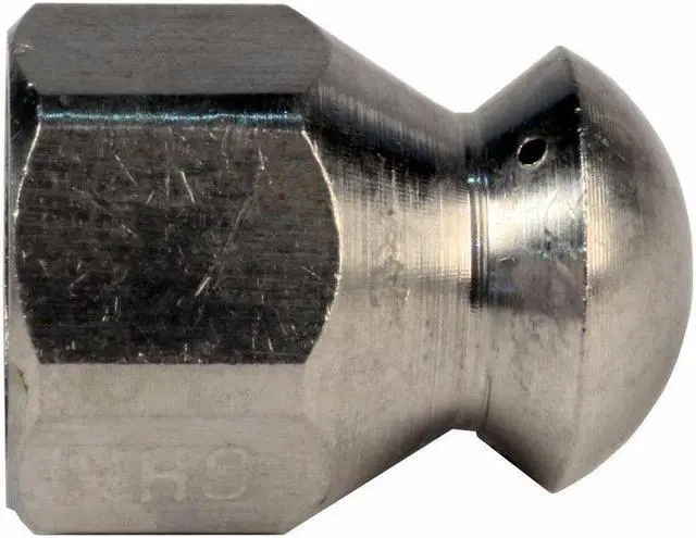 Alt view image 2 of 3 - Erie Tools 1/4 in. Button Nose Sewer Jetter Drain Cleaning Nozzle 8.0 Orifice 5500 PSI Max Temp 200 F