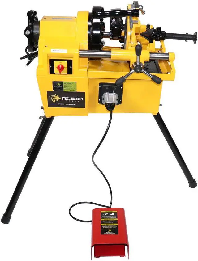 Alt view image 2 of 7 - Steel Dragon Tools® 7090 1/2-inch to 2-inch Power Pipe Threading Machine with Cart 811A Die Head Dies and Foot Pedal