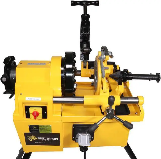 Alt view image 5 of 7 - Steel Dragon Tools® 7090 1/2-inch to 2-inch Power Pipe Threading Machine with Cart 811A Die Head Dies and Foot Pedal