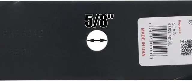 Alt view image 6 of 7 - 3 Rotary® 6294 Mower Blades for Ariens® 00273100  103-2508 633485 Scag® 48108 481707 Snapper® 101485 1-7037 Length 18 Width 2-1/2 Thickness .204 Center Hole 5/8 Fits 36" 50" 52" 54" Deck