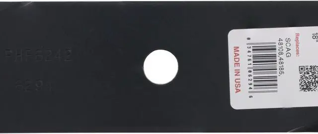 Alt view image 5 of 7 - 3 Rotary® 6294 Mower Blades for Ariens® 00273100  103-2508 633485 Scag® 48108 481707 Snapper® 101485 1-7037 Length 18 Width 2-1/2 Thickness .204 Center Hole 5/8 Fits 36" 50" 52" 54" Deck