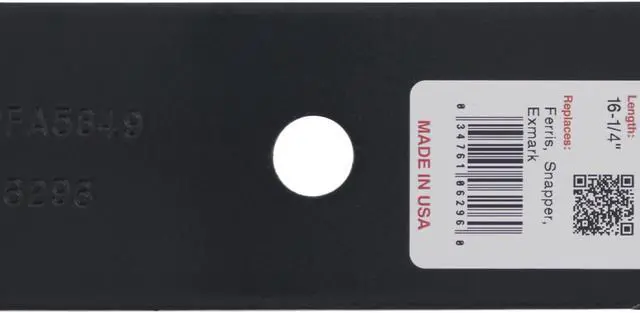 Alt view image 5 of 7 - 4 Rotary® 6296 Mower Blades for Ariens® 00273000 Bobcat® 32061 3239  103-1577 323515 Snapper® 03239 100340 Length 16-1/4 Width 2-1/2 Thickness .204 Center Hole 5/8 Fits 32in. 48in. Deck