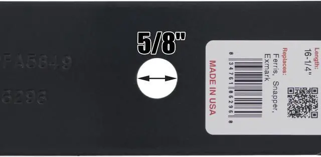 Alt view image 6 of 7 - 4 Rotary® 6296 Mower Blades for Ariens® 00273000 Bobcat® 32061 3239  103-1577 323515 Snapper® 03239 100340 Length 16-1/4 Width 2-1/2 Thickness .204 Center Hole 5/8 Fits 32in. 48in. Deck
