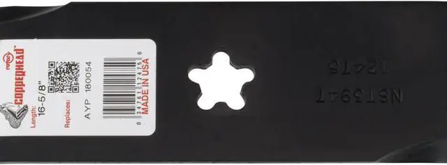 Alt view image 5 of 6 - Rotary® 12475 Mower Blades for AYP® 532173921 16-5/8 Length 2-1/2 Width .203 Thickness 5 PT ST Center Hole Fits 48in. Deck