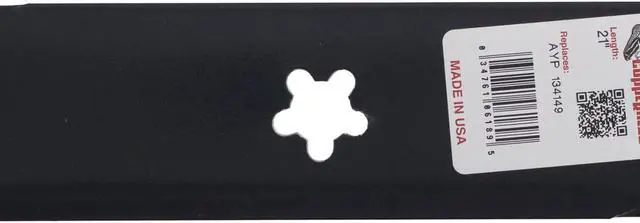 Alt view image 5 of 6 - 6 Rotary® 6189 Mower Blades for AYP® Craftsman® Poulan® 138498 138971 521981601 531307223 531307224 Length 21 in. Width 2-1/4 in. Thickness .134 in. Center Hole 5 PT ST Fits 42in. Deck