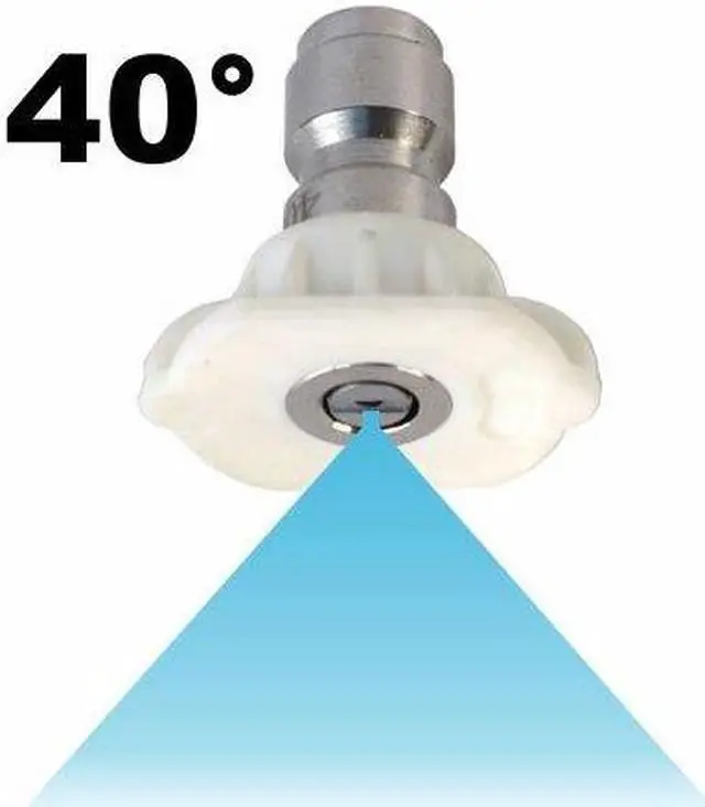 Alt view image 4 of 5 - Erie Tools 4.5 Stainless Steel Orifice 40 Degree 1/4in. Quick Connect 4000 PSI High Pressure Washer Spray Nozzle Tip