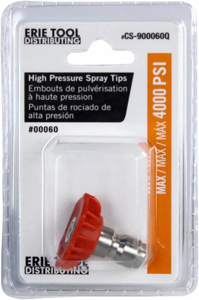 Alt view image 3 of 5 - Erie Tools Stainless Steel 5.5 Orifice 0 Degree 1/4 inch Quick Connect 4000 PSI High Pressure Washer Spray Nozzle Tip