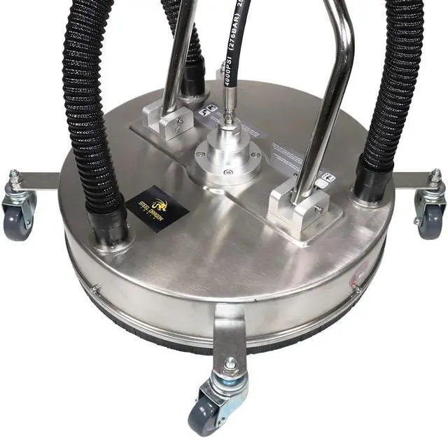Alt view image 5 of 7 - Erie Tools 21" Stainless Steel Surface Cleaner with Vacuum Port, Wheels, and Wand Pressure Washer Attachment 4000 PSI, 12 GPM