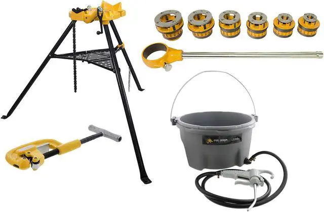Main image of Steel Dragon Tools® 12-R Manual Ratchet Pipe Threader Kit 418 Oiler 460 Chain Vise 2A Cutter