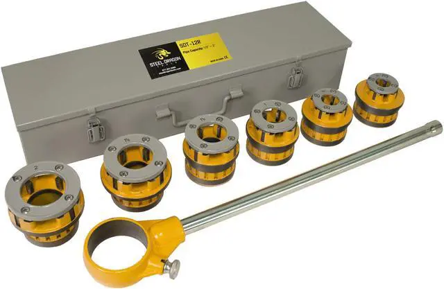 Alt view image 2 of 7 - Steel Dragon Tools® 12-R Manual Ratchet Pipe Threader Kit 418 Oiler 460 Chain Vise 2A Cutter