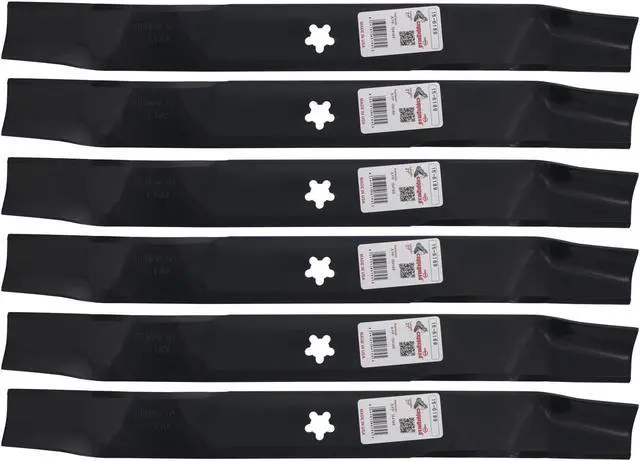 Main image of 6 Rotary® 6189 Mower Blades for AYP® Craftsman® Poulan® 138498 138971 521981601 531307223 531307224 Length 21 in. Width 2-1/4 in. Thickness .134 in. Center Hole 5 PT ST Fits 42in. Deck
