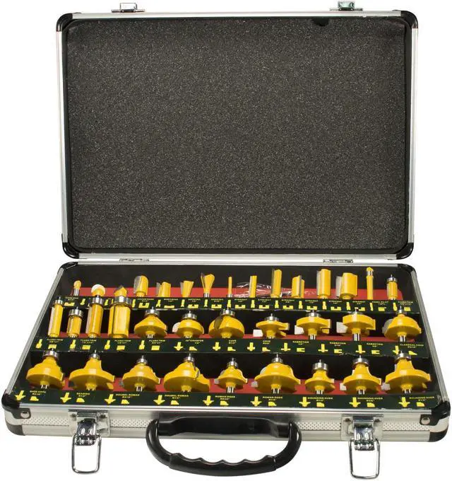 Main image of Erie Tools 35pc 1/4" Shank Router Bit Set With Tungsten Carbide Tips For Use On Wood, Metal, Plastic