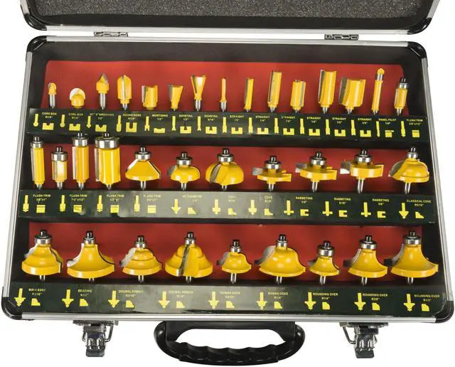 Alt view image 3 of 7 - Erie Tools 35pc 1/4" Shank Router Bit Set With Tungsten Carbide Tips For Use On Wood, Metal, Plastic