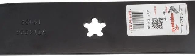 Alt view image 5 of 6 - 3 Rotary® 14459 Mower Blades for AYP®  187254 187256 532187256 Length 18-1/2 Width 2-1/2 Thickness .204 Center Hole 5 Point Star Fits 54in. Deck