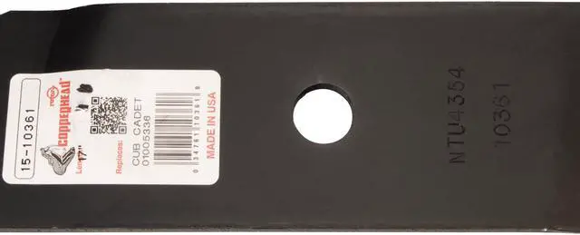 Alt view image 6 of 7 - 3 Rotary® 10361 Mower Blades for Craftsman® 942-04417 Cub Cadet® 01005336 01005336P 02005017 MTD® 742-04278A Mowmore® CC0361 Length 17 Width 3 Thickness .204 Center Hole 3/4 Fits 48in. Deck