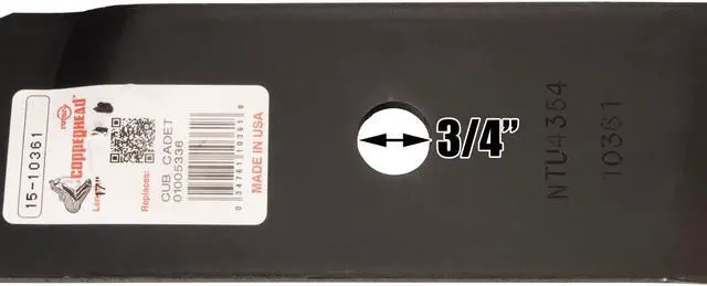 Alt view image 7 of 7 - 3 Rotary® 10361 Mower Blades for Craftsman® 942-04417 Cub Cadet® 01005336 01005336P 02005017 MTD® 742-04278A Mowmore® CC0361 Length 17 Width 3 Thickness .204 Center Hole 3/4 Fits 48in. Deck