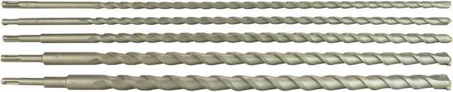 Alt view image 2 of 5 - Erie Tools 5 Piece 24" SDS Masonry Drill Bit Set fits Milwaukee® Hilti® Bosch® Tungsten Carbide Tip 3/8", 1/2", 5/8", 7/8" & 1"