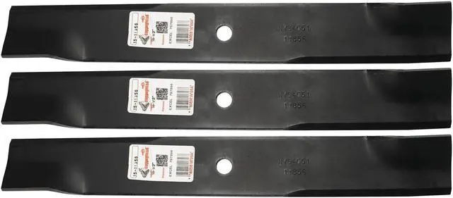 Main image of Rotary® 11595 Mower Blades for Rotary® 11856 Mower Blades for Hustler® 601124(X)(Y) 797696 18-1/2 Length 2-1/2 Width .2040 Thickness 5/8 Center Hole Fits 54in. Deck