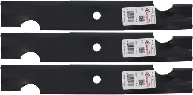 Main image of 3 Rotary® 2172 Mower Blades for Bad Boy® 038-4820-00 Bobcat® 32061A 403059 Ferris® 5101986 Snapper® 2000982 Length 16-1/4 Width 2-1/2 Thickness .240 Center Hole 5/8 Fits 32 and 48" Deck