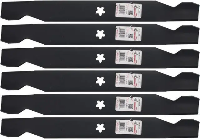 Main image of 6 Rotary 6125 Mower Blades for AYP Craftsman Poulan 521981601 531307223 531307224 532134149 Length 21 in. Width 2-1/4 in. Thickness .149 in. Center Hole 5 PT ST Fits 42" Deck
