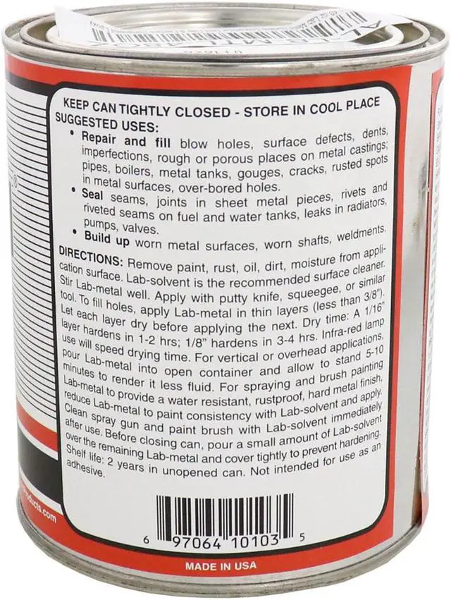 Alt view image 2 of 3 - Alvin 48 oz Lab Metal Durable Economical Dent Filler & Patching Compound Epoxy