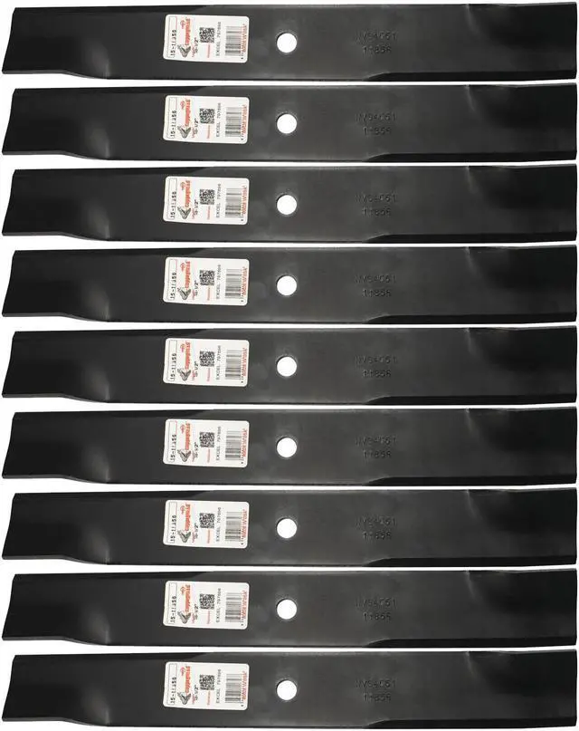 Main image of Rotary® 11595 Mower Blades for Rotary® 11856 Mower Blades for Hustler® 601124(X)(Y) 797696 18-1/2 Length 2-1/2 Width .2040 Thickness 5/8 Center Hole Fits 54in. Deck