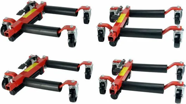 Main image of (4) Dragway Tools® 12 in. 1500 lb.  Hydraulic Wheel Dolly Vehicle Positioning Jacks Lift Hoist