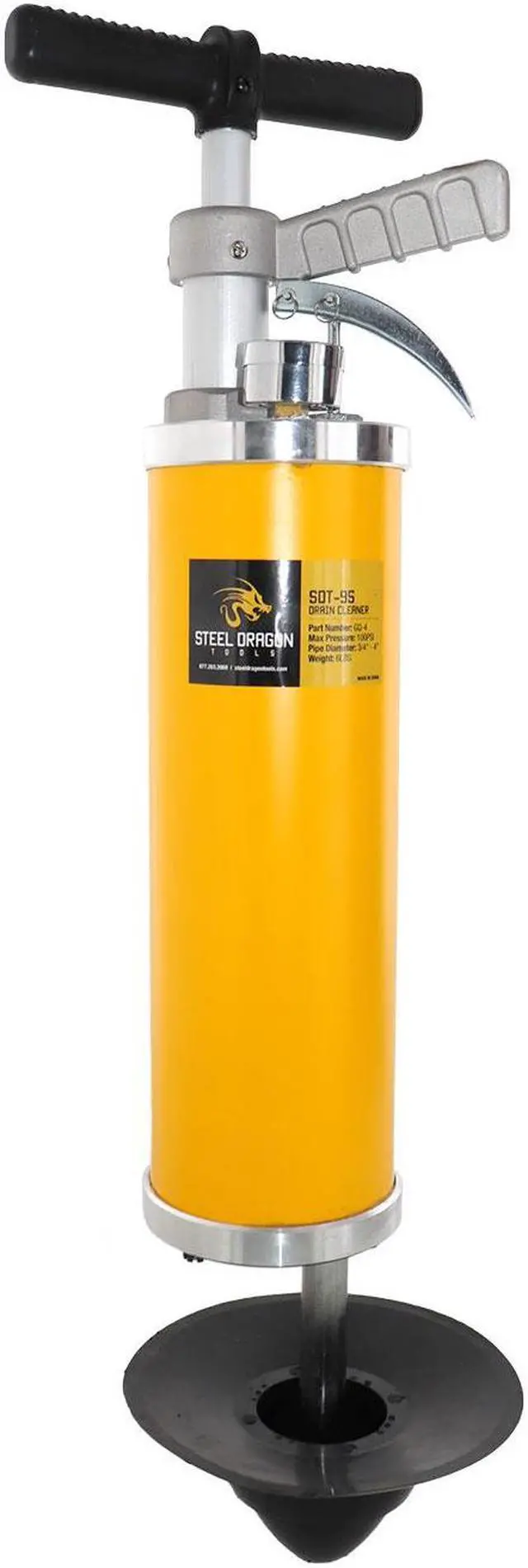 Alt view image 4 of 5 - Steel Dragon Tools® 95 High-Pressure Compressed Air Plunger Heavy-Duty Toilet Plunger for Drain Lines