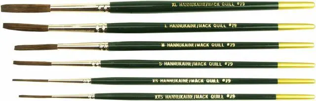 Main image of (6) Andrew Mack Brush Hannukaine Quill Brushes Series 79 Size XXS - XL Mixture Squirrel Taklon