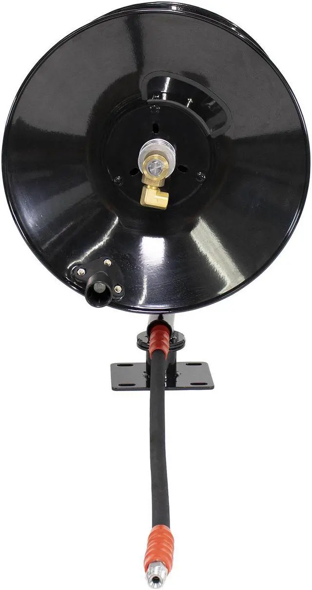 Alt view image 3 of 7 - Erie Tools 5100 PSI 3/8" x 100' Pressure Washer Hose Reel with 360 Degree Swivel Base