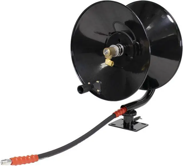 Alt view image 2 of 7 - Erie Tools 5100 PSI 3/8" x 100' Pressure Washer Hose Reel with 360 Degree Swivel Base