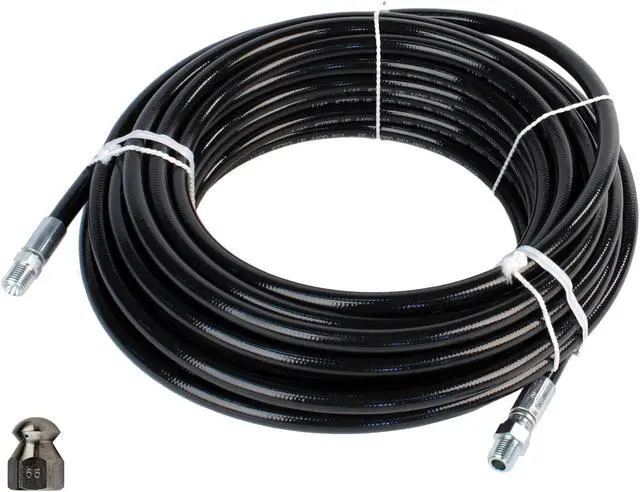 Main image of Schieffer 1/4in. x 50ft. 4400 PSI Thermoplastic Sewer Jetter Hose & 6.5 Orifice Button Nose Nozzle