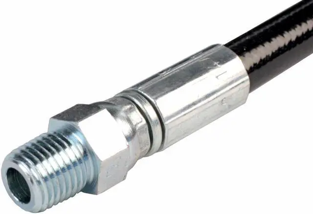 Alt view image 3 of 3 - Schieffer 4800 PSI 1/8in. x 50ft. Thermoplastic Black Sewer Jetter Hose with 1/8in. MPT Solid and 1/4in. Solid Bushing End