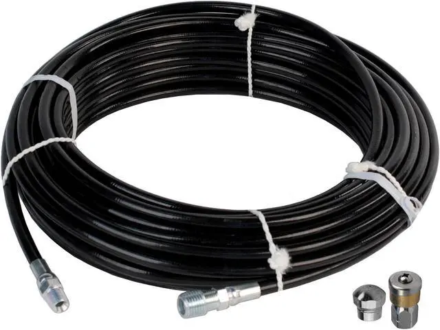 Main image of Schieffer 1/8in. x 50ft. 4800 PSI Thermoplastic Sewer Jetter Hose & 5.5 Orifice Button Nose and 5.5 Rotating Nozzles
