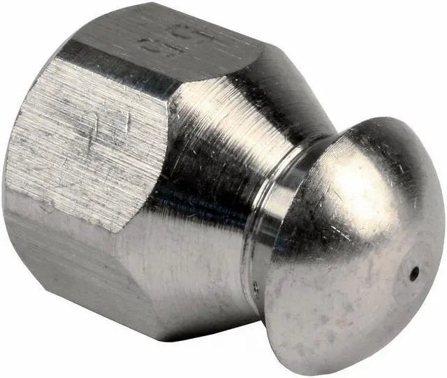 Main image of Erie Tools Button Nose 1/4-inch Drain Cleaning Nozzle 5.5 Orifice 5500 PSI Stainless Steel for Sewer Pipe Water Jetter