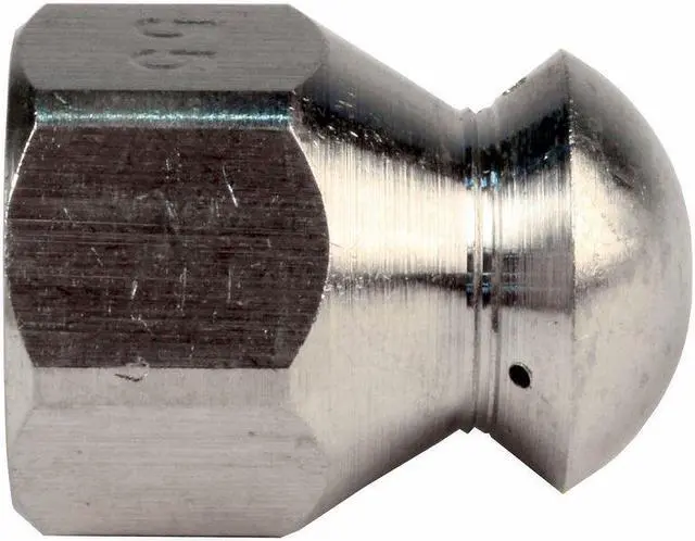 Alt view image 2 of 3 - Erie Tools Button Nose 1/4-inch Drain Cleaning Nozzle 5.5 Orifice 5500 PSI Stainless Steel for Sewer Pipe Water Jetter