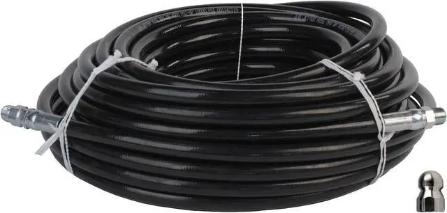 Main image of Schieffer 3/8in. x 100ft. 4000 PSI Thermoplastic Sewer Jetter Hose & 4.5 Orifice Button Nose Nozzle