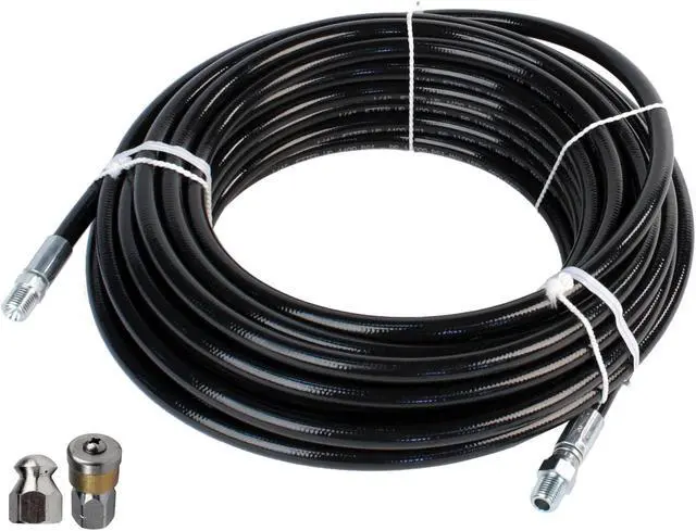 Main image of Schieffer 1/4in. x 200ft. 4400 PSI Thermoplastic Sewer Jetter Hose & 5.5 Orifice Button Nose and 5.5 Rotating Nozzles