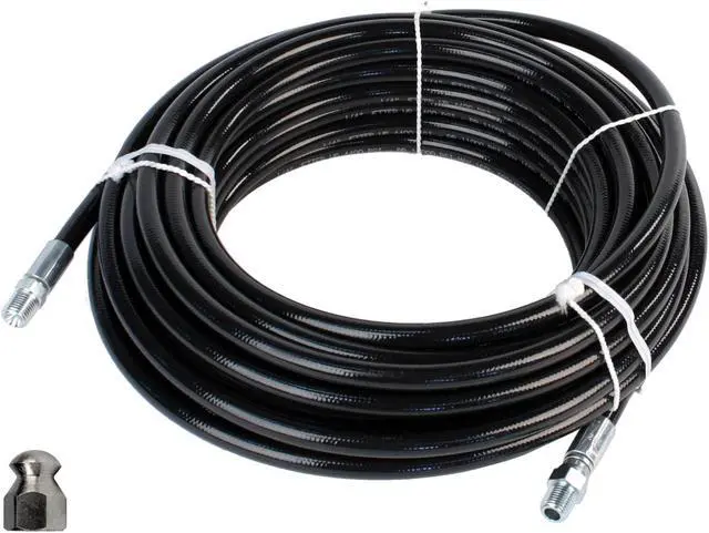 Main image of Schieffer 1/4in. x 200ft. 4400 PSI Thermoplastic Sewer Jetter Hose & 8.0 Orifice Button Nose Nozzle