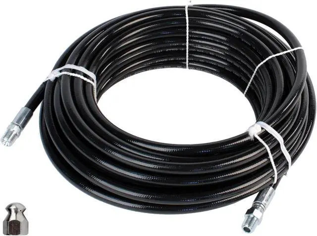 Main image of Schieffer 1/4in. x 200ft. 4400 PSI Thermoplastic Sewer Jetter Hose & 5.5 Orifice Button Nose Nozzle