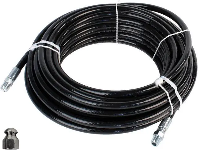Main image of Schieffer 1/4in. x 100ft. 4400 PSI Thermoplastic Sewer Jetter Hose & 12.0 Orifice Button Nose Nozzle