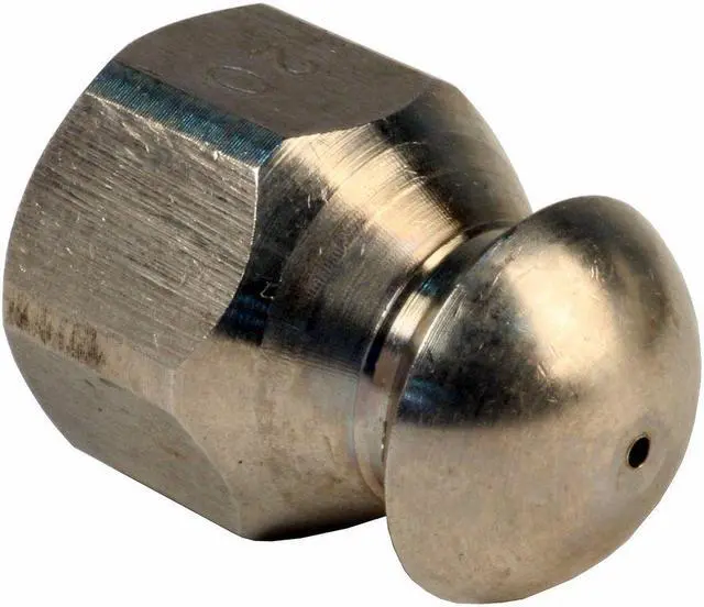 Main image of Erie Tools Button Nose 1/4-inch Drain Cleaning Nozzle 12.0 Orifice 5500 PSI Stainless Steel for Sewer Pipe Water Jetter