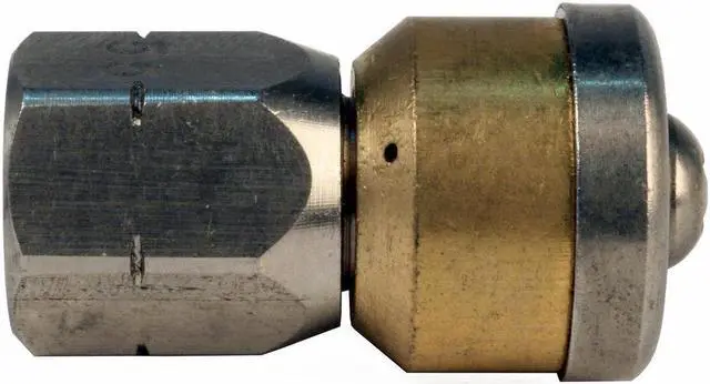 Alt view image 2 of 3 - Erie Tools Rotating 1/8-inch Drain Cleaning Nozzle 5.0 Orifice 4000 PSI Stainless Steel for Sewer Pipe Water Jetter